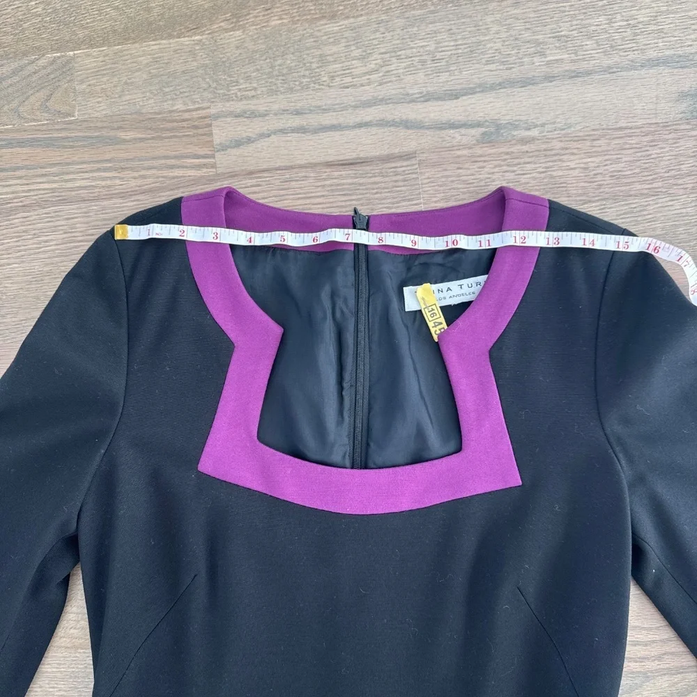 Trina Turk Fitted Dress Black/Plum - Picture 7 of 10